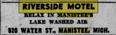 Riverside Motel & Marina (Riverside Motel) - May 1951 Ad